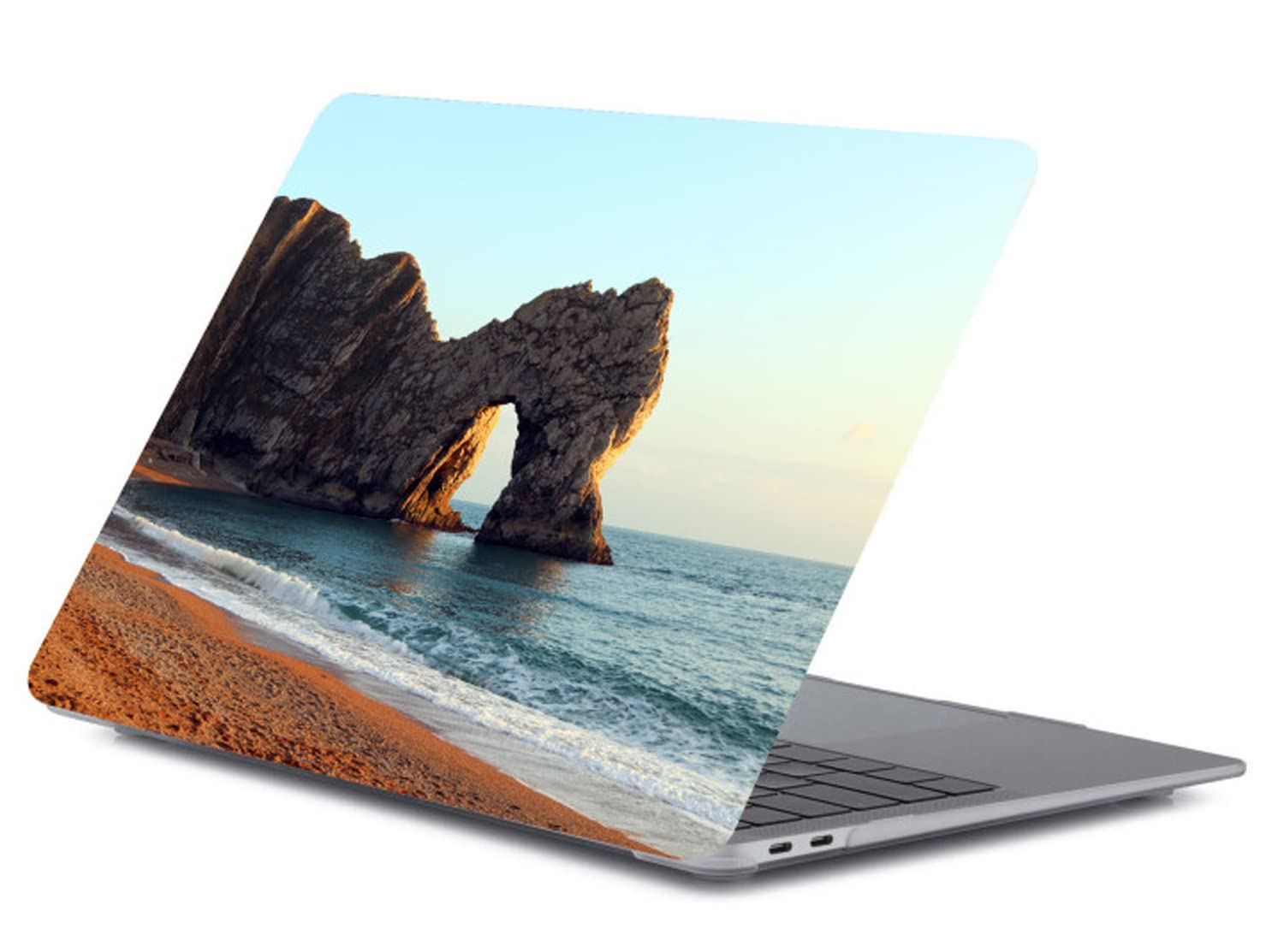 Red Lemon Hardshell Case with Keyboard Guard & Screen Protector for MacBook Pro 14 inch Case 2021 Model A2442 with M1 Pro / M1 Max Chip & Touch ID Hard Shell case Cover (14.2 Pro, Evening Beach)