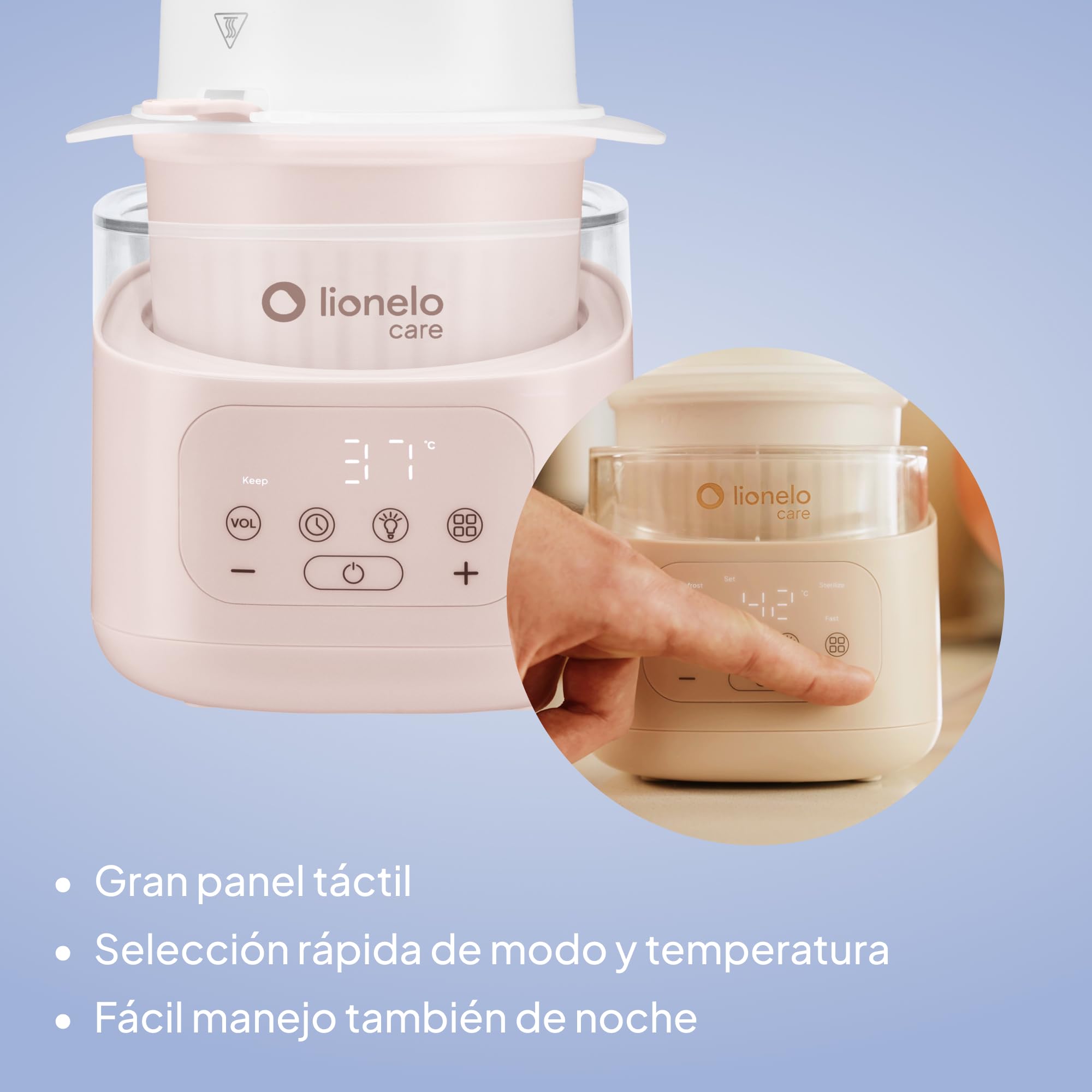 Lionelo Thermup 4.0 Calienta Biberones Y Tarritos 6 En 1, Calentamiento Rapido, Esterilizacion, Descongelacion, Mantener Caliente, Recipiente Extraible, Apagado Automatico, 400 W