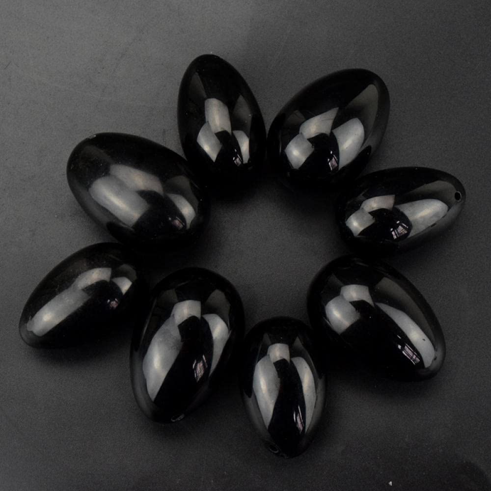 2 pezzi/set Yoni Egg di ossidiana nera naturale forata per esercizi di Kegel Kegel-45x30MM