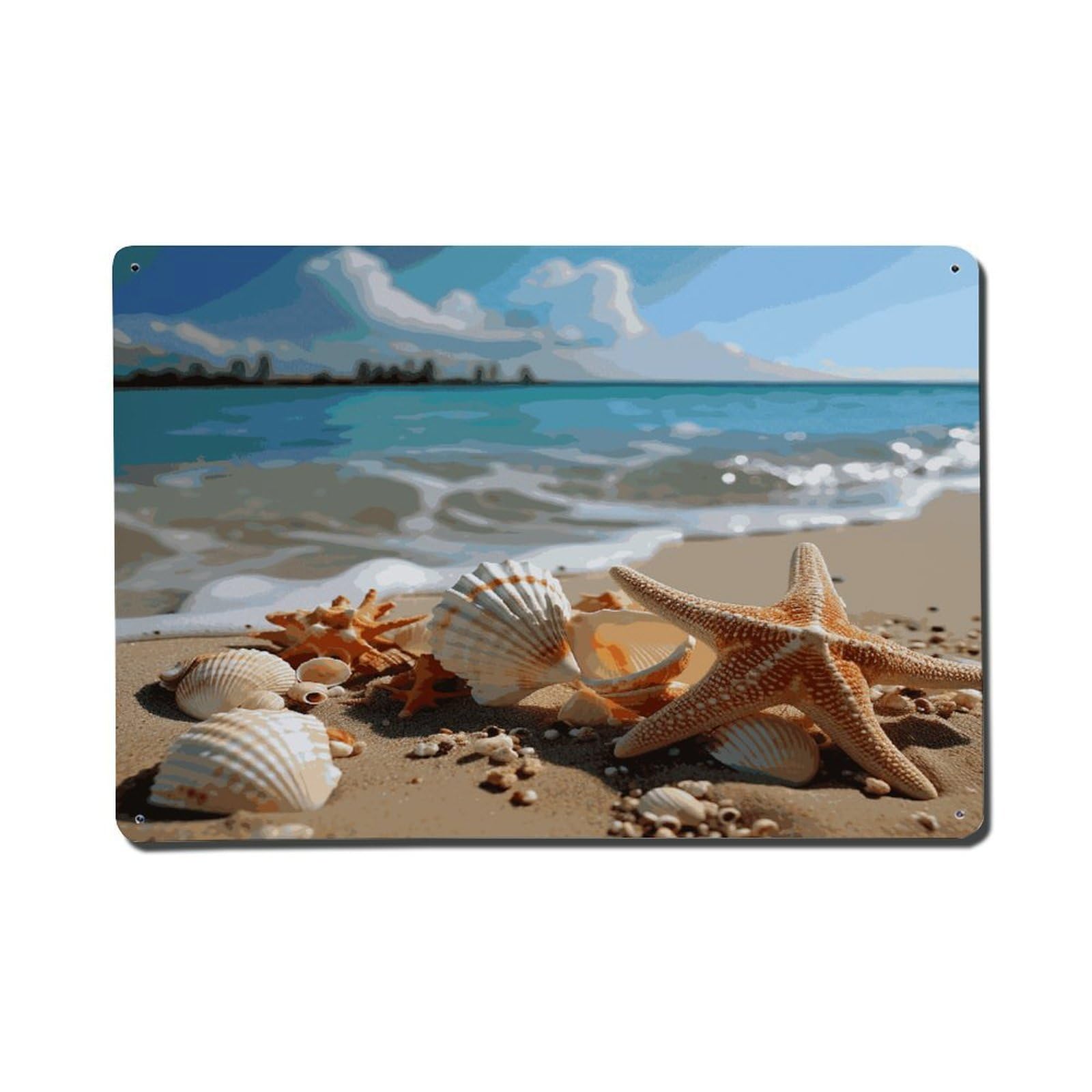 Adfgyerh Style Seashells Starfish On Beach Metal Signs Funny, Aluminum Tin Sign Indoor Outdoor Decor, Vintage Signs For Home Office Kitchen Bar Cafe Garden Farmhouse Wall Decor