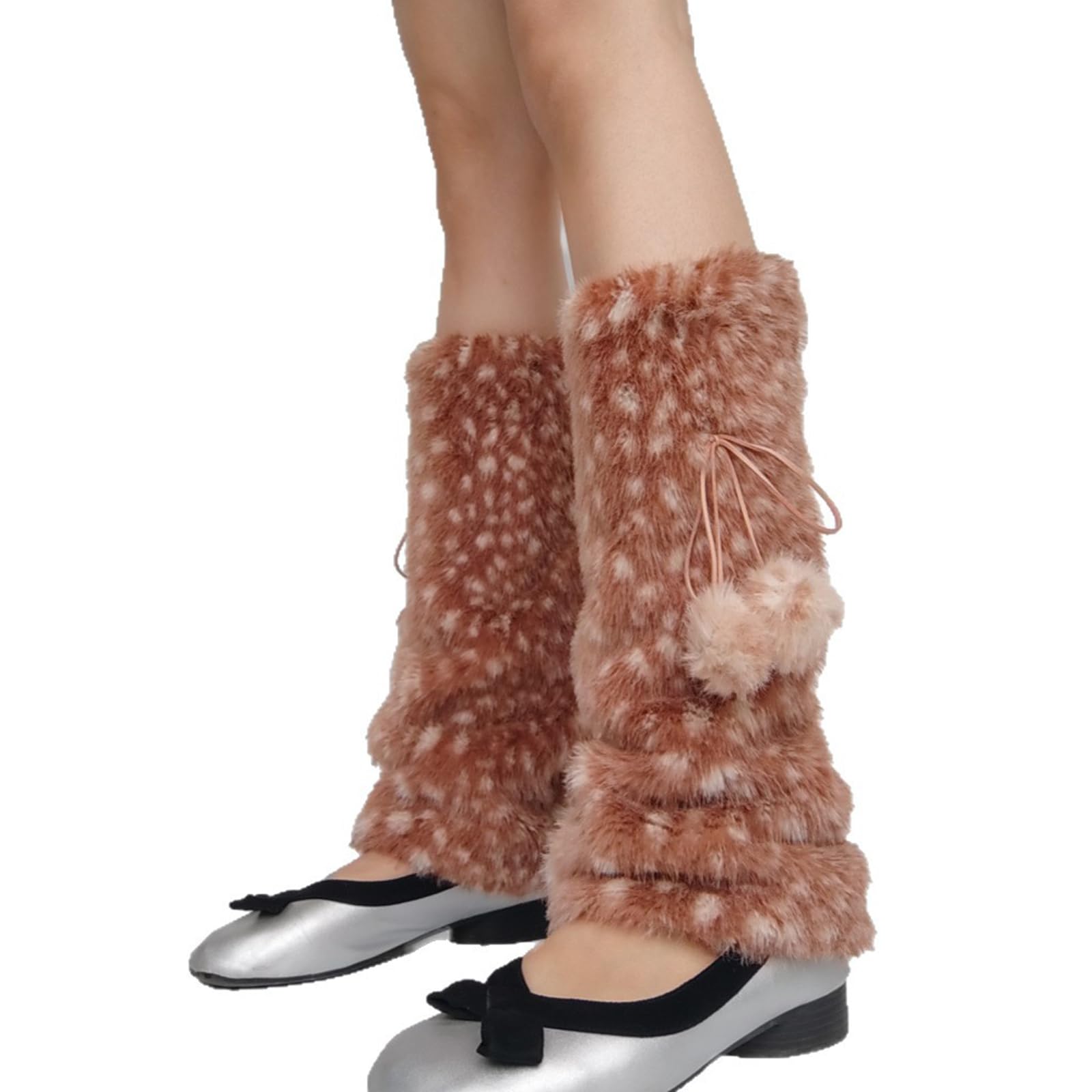 Women Fuzzy Faux Fur Leg Warmers Furry Boot Cuffs Fuzzy Shoes Cover Socks Night Club under Knee Socks