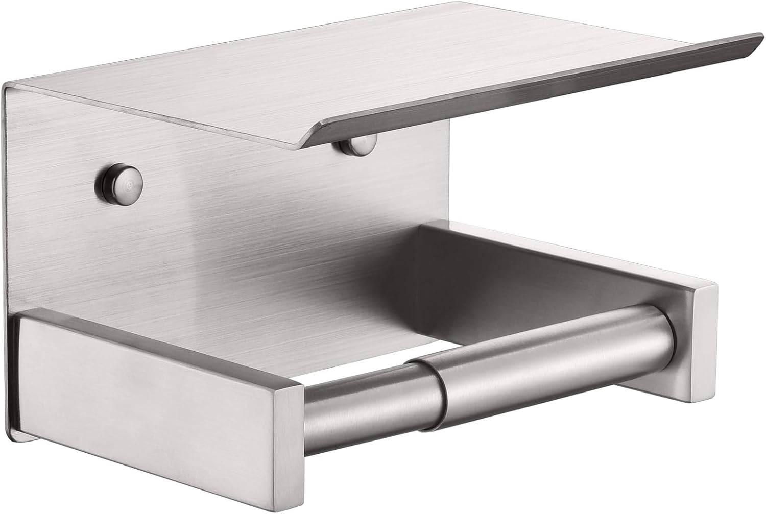KOKOSIRI Roll Paper Holder Spring Loaded Bathroom Toilet Paper Holder Tissue Paper Holder with Shelf Wall Mounted Stainless Steel Brushed Nickel B2012BR