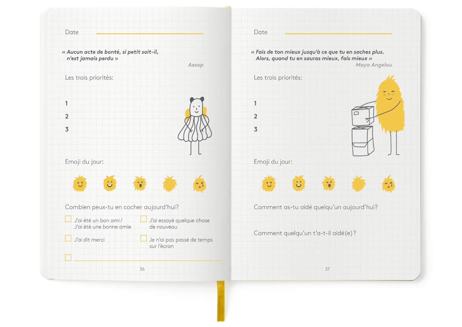 HappySelf Journal Quotidien 6-12 Ans Édition Française Enfants Jaune
