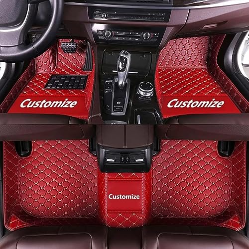Custom Making Car Floor Mats for 96.5% Sedan SUV Sports Car Full Coverage Cute Men Women Pads Protection Non-Slip Leather Floor Liners (Red)