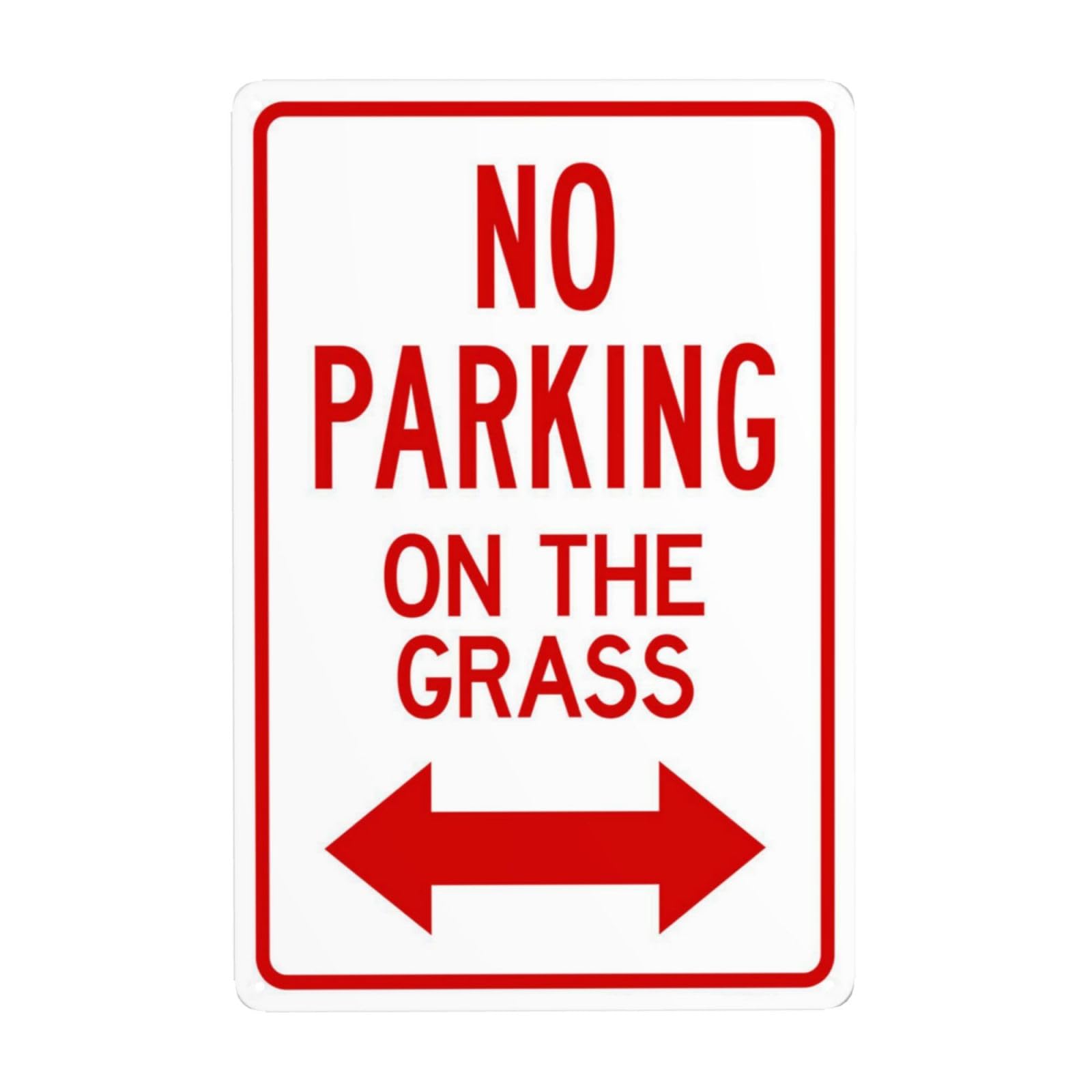 SMAZDFXX No Parking On The Grass With Bidirectional Arrow Metal Warning Signs, Cautions Security Tin Sign, Safety Posted Signs for Street Business Wall Decor 8"x12"