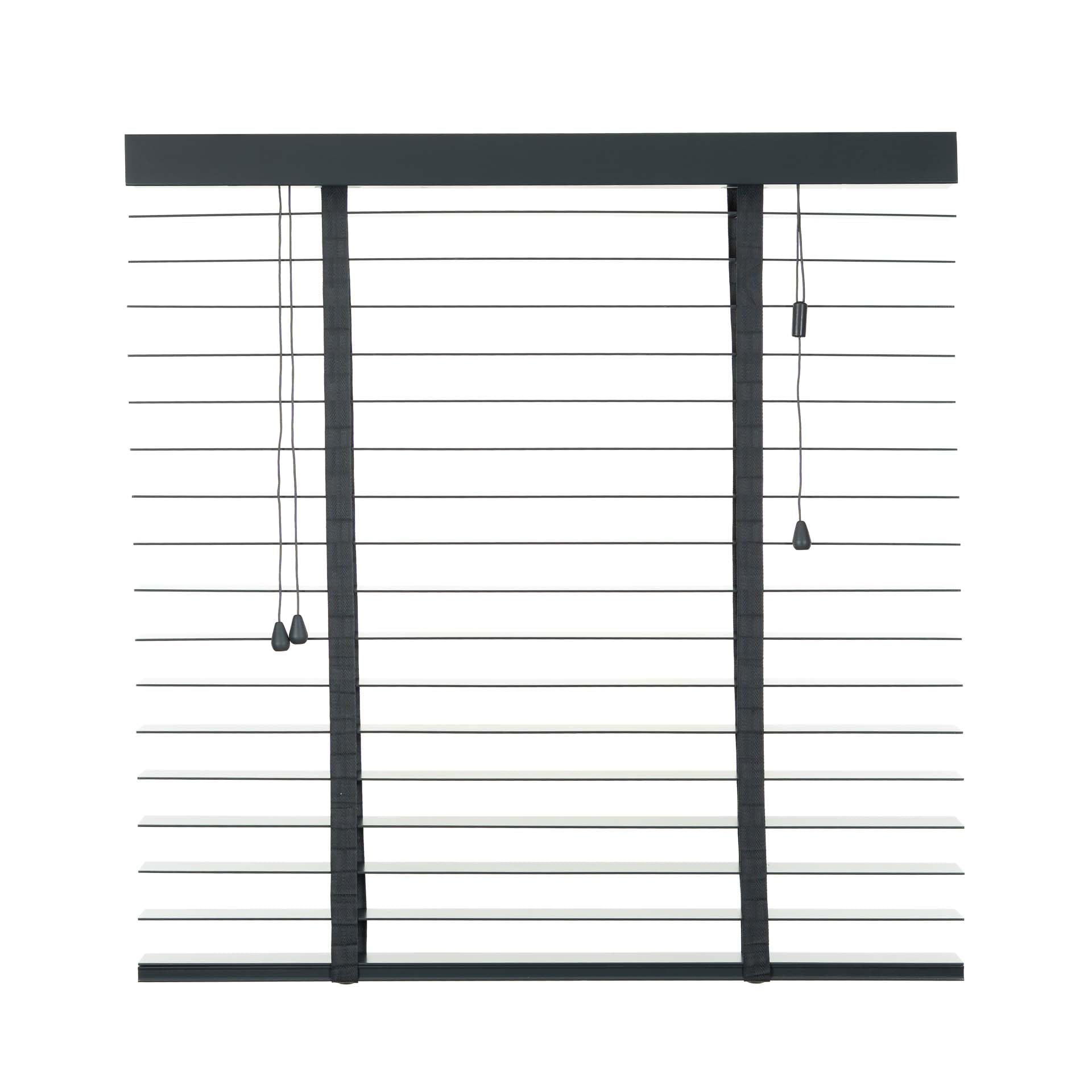 Holz Jalousie 50 mm - Anthrazit - 130 cm x 250 cm (BxH) - Jalousie für Fenster und Tür - Jalousie aus Holz - Erhältlich in Breiten von 50 cm bis 160 cm - Innenjalousie