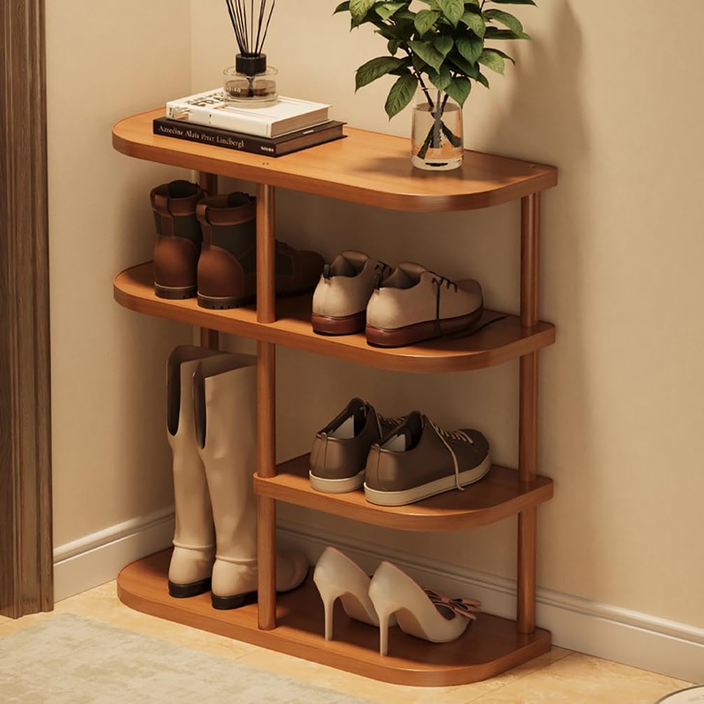 WYRNOBRX Bamboo Shoe Rack with Boot Compartments Simple Shoe Cabinet Narrow Storage Cabinet 3 Tier Zapatos for Home Entryway, Hallway, Furniture Entrance Holder,Natural/A
