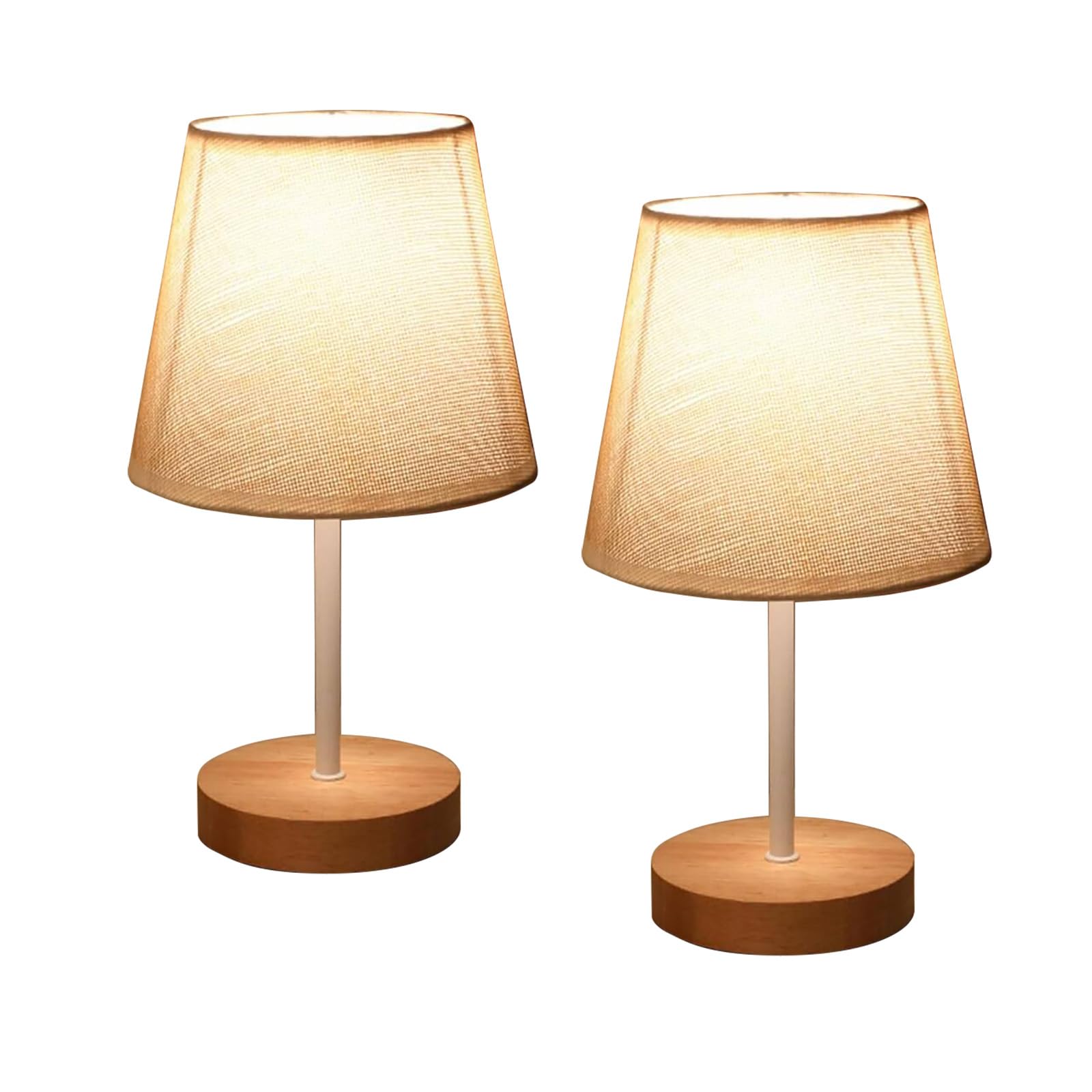 ABUDA USB Table Lamp, 2 Pack Nightstand Lamp with Cloth Linen Shade, Continuously Dimmable Bedside Lamp, Desk Lamp for Children's Room, Living Room, College Dorm Room, Bedroom