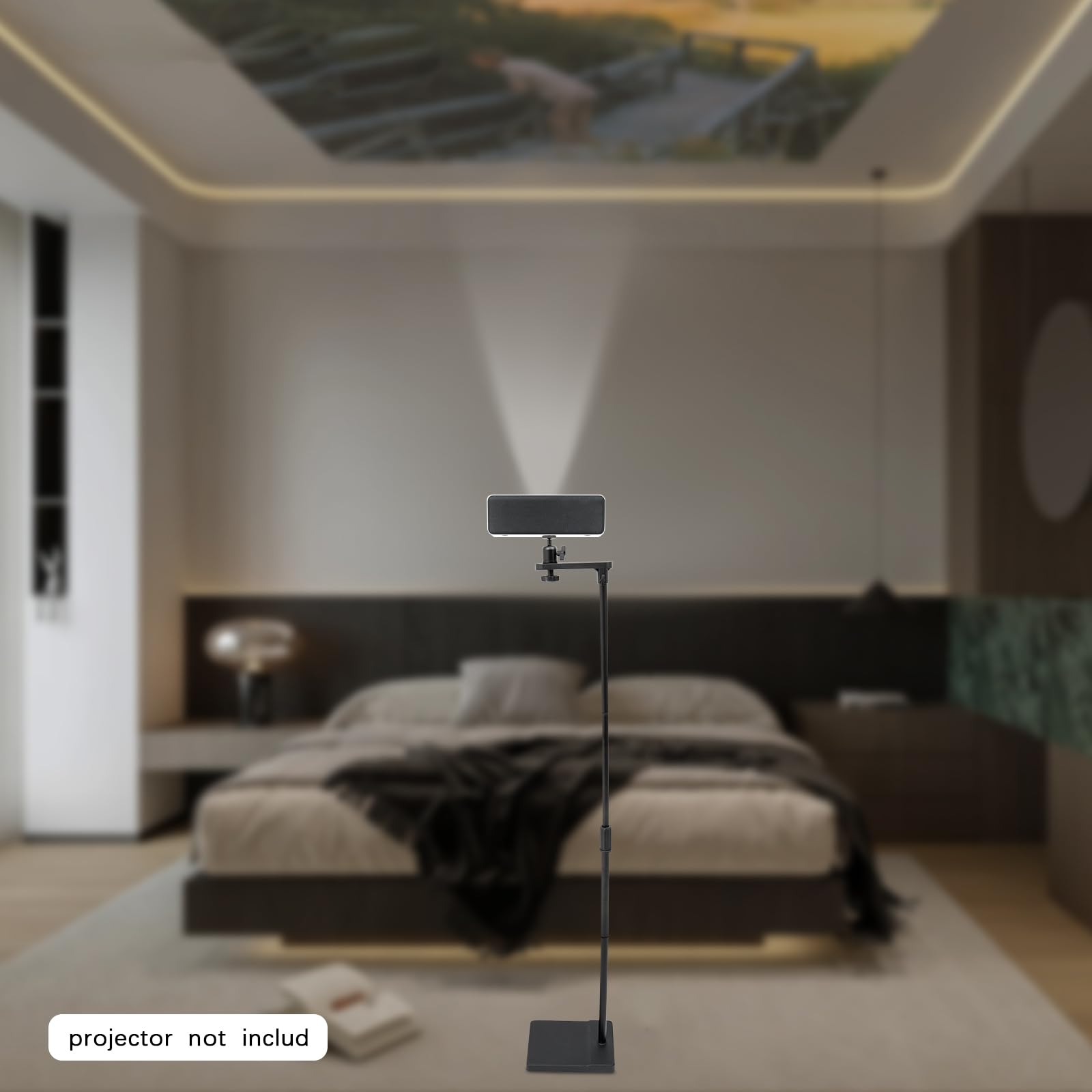 Support de sol pour projecteur, réglable en hauteur, 122 à 154 cm, rotation à 360 °, pour home cinéma, bureau, présentations, support de sol stable (noir)