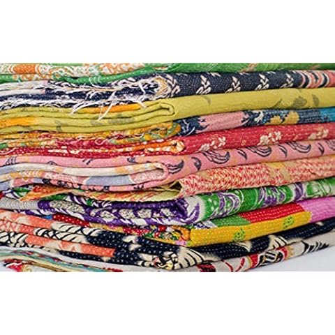 Sophia-Art Indian Kantha Quilt Handmade Blanket Indian Vintage Reversible Throw Wholesale 1 Pcs lot Cover