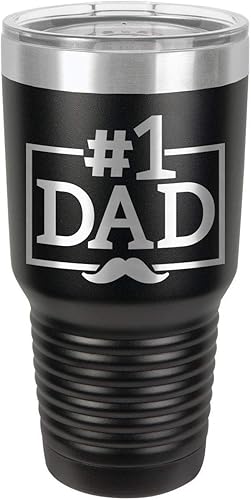 Miniatura 1 de NUMBER 1 DAD-B BLACK - Vaso de bebida de 30 onzas con popote y tapa superior deslizante, taza de viaje grabada con láser, comparación con Yeti