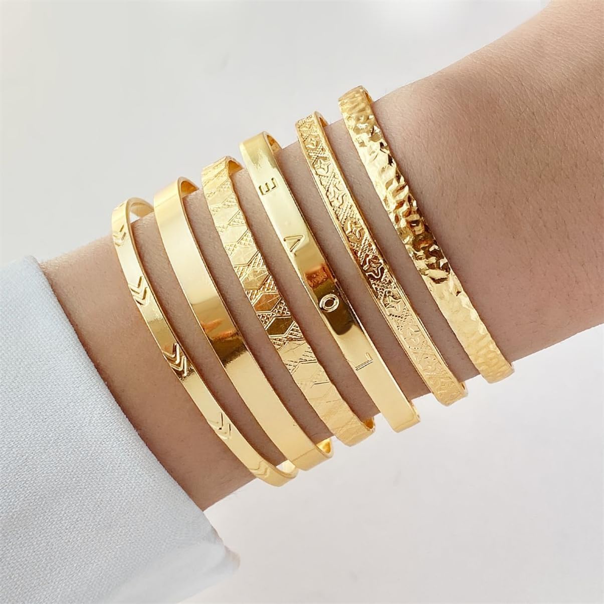 19Pcs Gold Bangle Bracelets Set for Women Boho Multi Layer Stack Textured Bracelets Indian Chunky Bangle Bracelet for Women Teen - Image 2