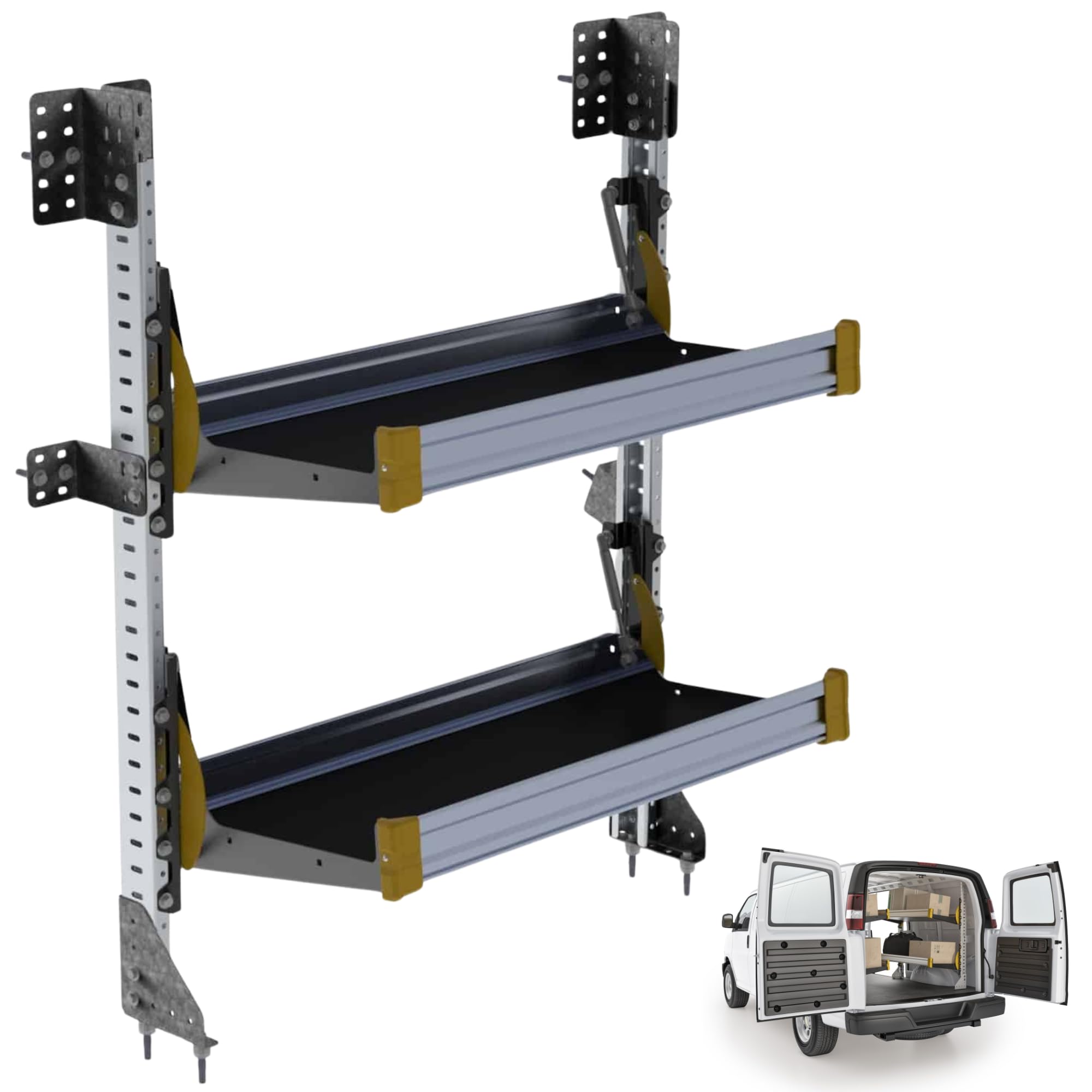 American Truck Equipment Fold-Away Van Shelving Unit, with 2 Shelves, 47.5" h x 30" w, F4-RA36-2
