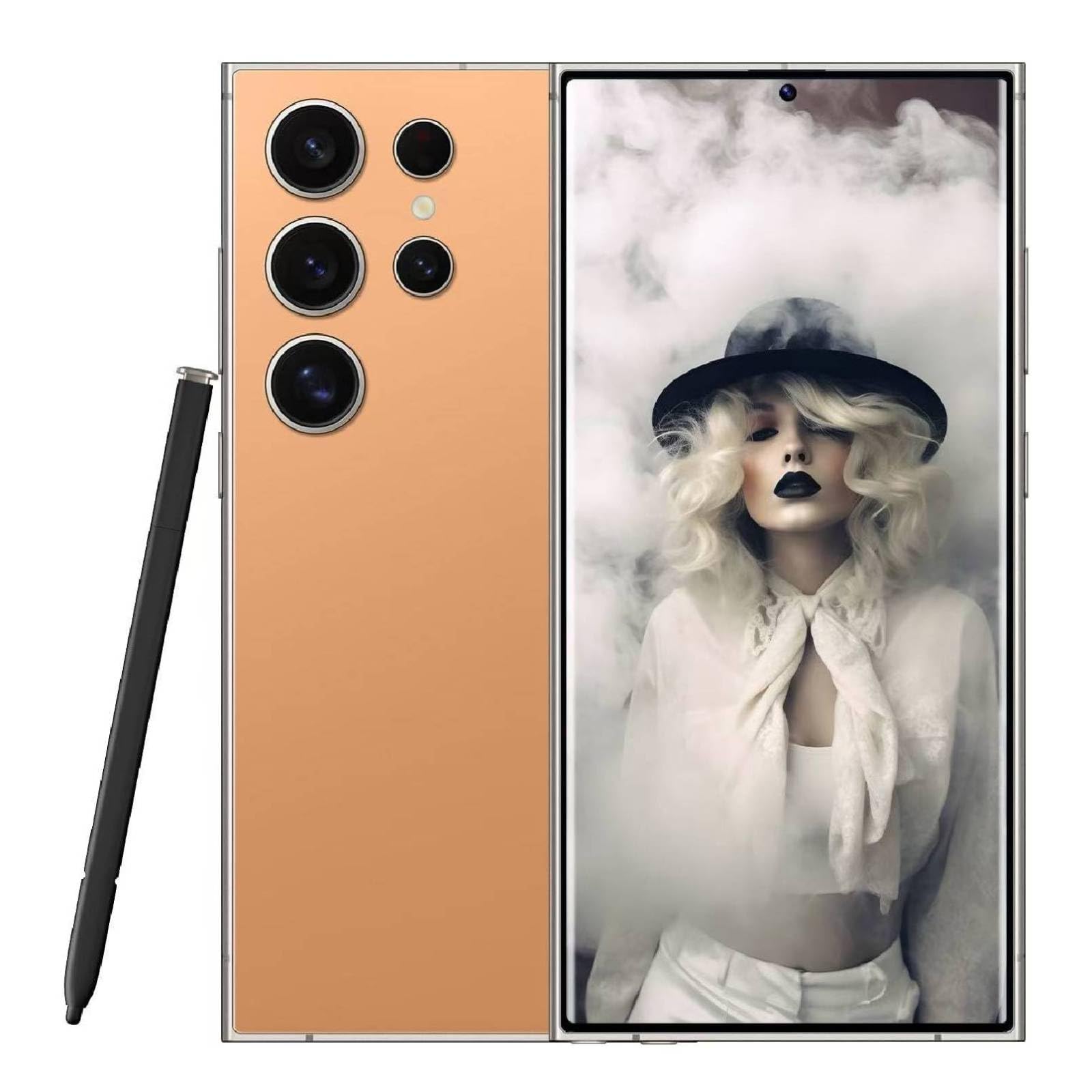 S24 Ultra Unlocked Phones 5G Cell Phone Android 14.0 8+256GB 6.8" HD Screen Dual SIM 108MP+48MP Camera 6800 mAh Built-in Pen (Orange)