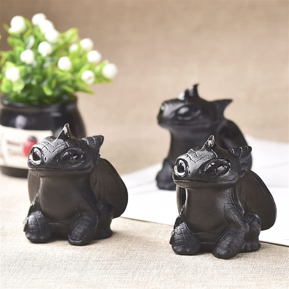 lleno de textura Decoración de cristal Obsidiana natural Cuarzo Muñeca Dragón Cristal tallado a mano Regalo Artesanía Decoración del hogar Arte Figura coleccionable Decoración del hogar Hermosos regal
