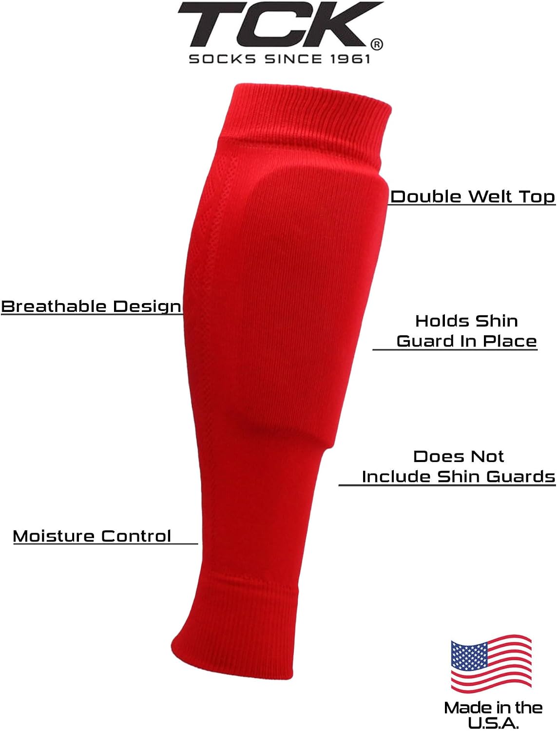 TCK Soccer Shin Guard Sleeves | Soccer Sleeves for Grip Socks | Kids Youth Adult Leg Sleeve