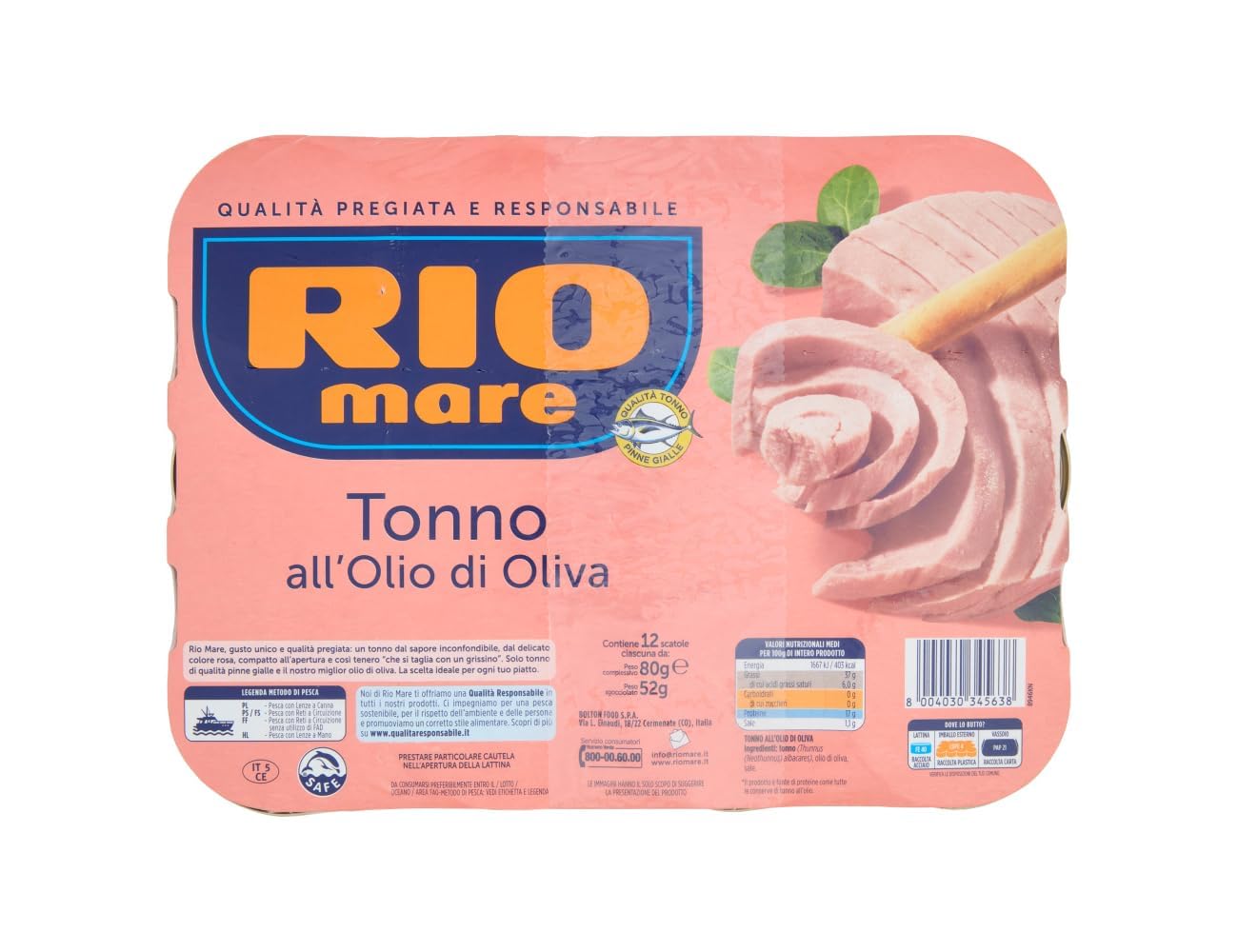 Italian Gourmet Rio Mare Thon à l’Huile d’Olive – 48 Boîtes de 80 g – Thon italien premium en huile d’olive – Pack économique 3,84 kg – Idéal salades, pâtes & repas rapides + Italian Gourmet Polpa