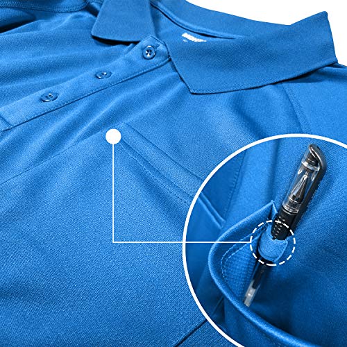 Tiheen Men's Moisture Wicking Short Sleeves Polo Shirt With Pocket (Blue 3Xl) #TOP6