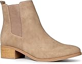 Qupid Repeat Booties | Chelsea Ankle Boots for Women with Low Heel - Warm Taupe 11