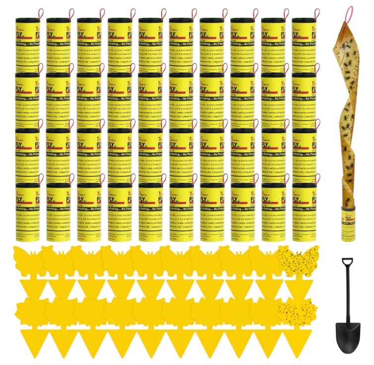60 Pezzi Trappole per Mosche, 40X Cattura Mosche ed 20X Acchiappa Moscerini Giallo per Piante in Totale, Anti Moscerini