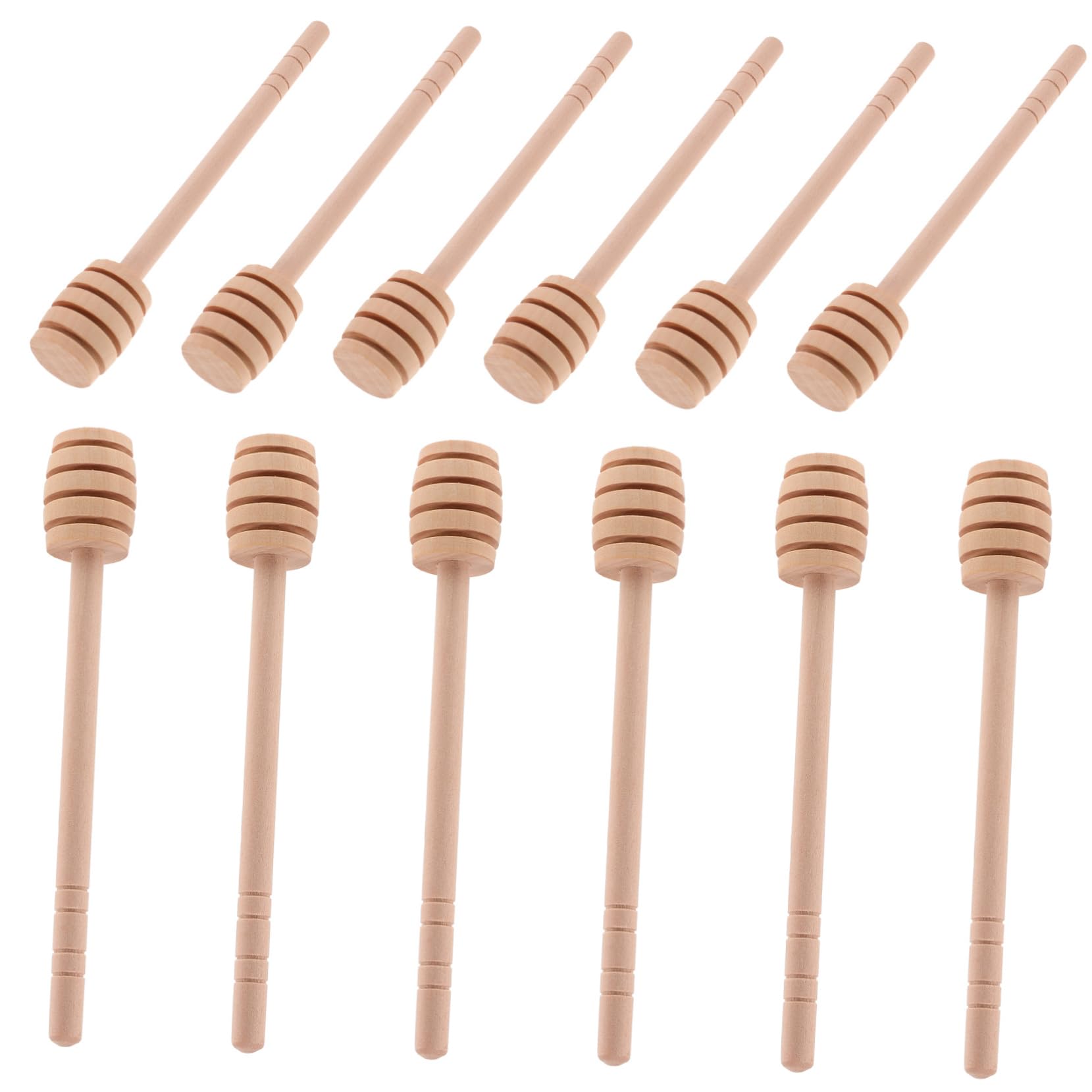 AUTSUPPL 12pcs Honey Wooden Stick Server Dippers Stirring Rod for Milk Tea Jam Wedding Present