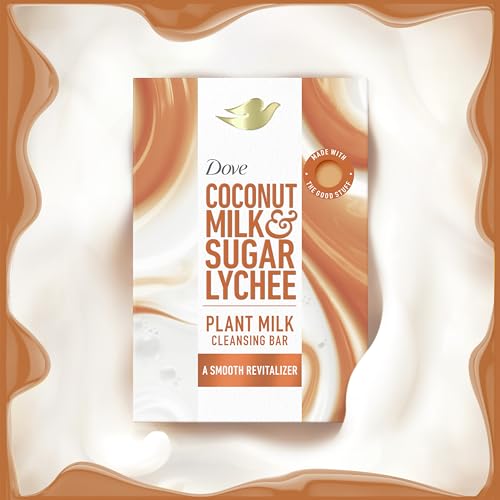 Dove Plant Milk Cleansing Bar Soap Coconut Milk & Sugar Lychee Smooth Revitalizer 4 Count for Moisturized Skin Gentle Cleanser, No Sulfate Cleansers or Parabens, 98% Biodegradable Formula 5 oz - image 5