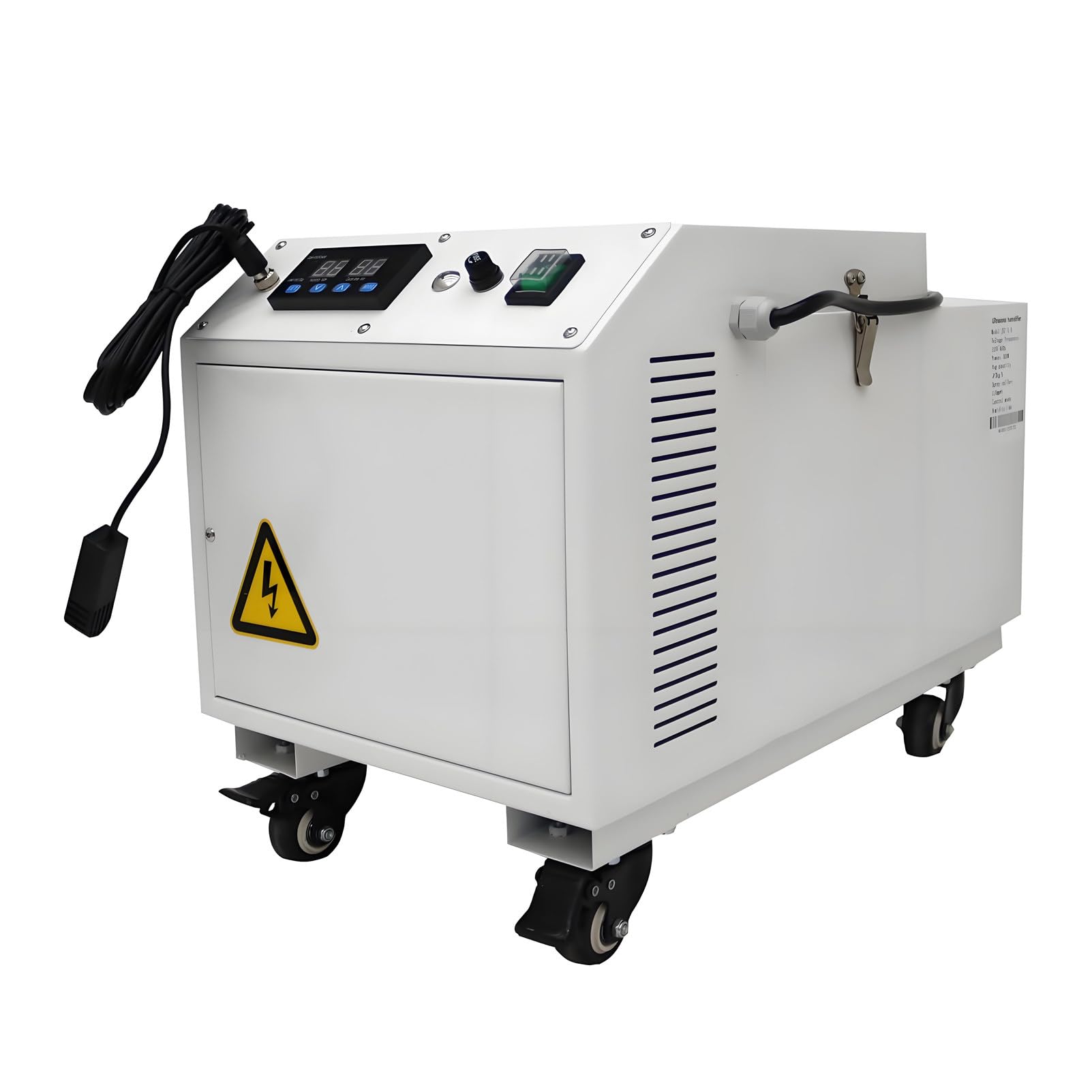 Nawilżacz ultradźwiękowy ze stali nierdzewnej 9 kg/h – wykończenie białą farbą ochronną, łatwy w czyszczeniu, przemysłowy generator mgły ciągłej z czujnikiem zdalnym 3A-220V