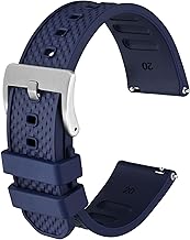 Anbeer Fluorinated Rubber Watch Band, 20mm and 22mm Quick Release Strap with Matte Stainless Steel Buckle