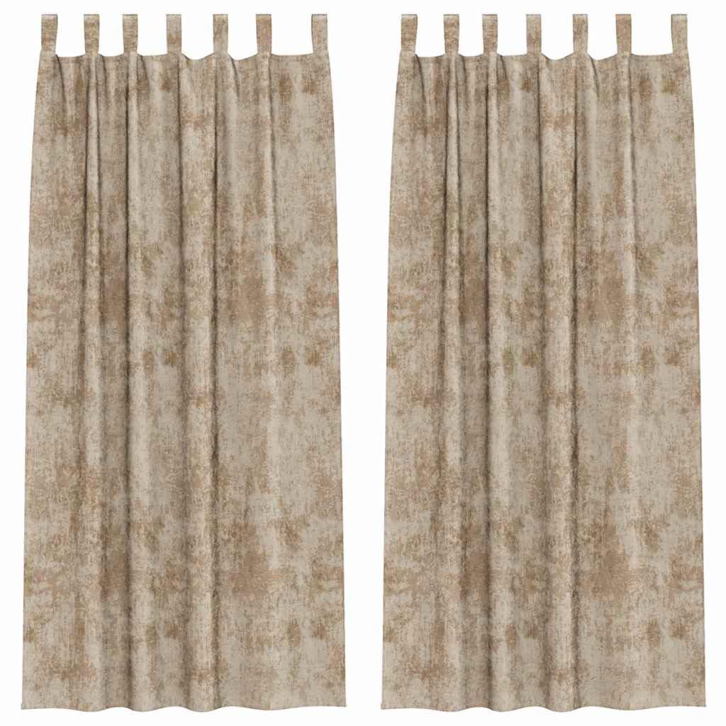 Rideaux occultants en velours champagne avec œillets et passants 225x140