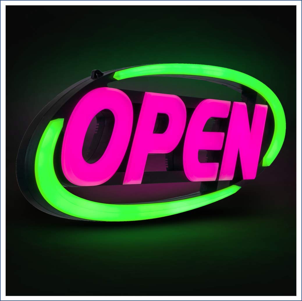 Green Light Innovations LED Sign for Business - With 64 Super Bright Colour Combinations to Match Your Brand Programmable App - Neon Flash or Scroll 17" x 32"