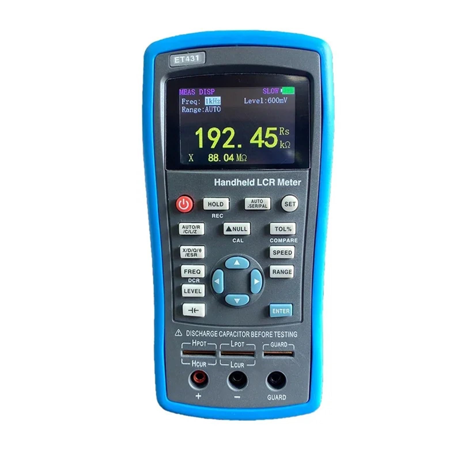 Medidor LCR, Medidor de resistencia, capacitancia e inductancia digital portátil ET431 alta precisión con pantalla a color LCR y función DCR multifunción(ET431)