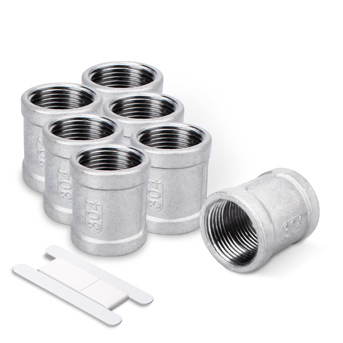 BWINTECH 7PCS 304 Stainless Steel Cast Pipe Fitting for Pipe Connecting, Coupling, 1