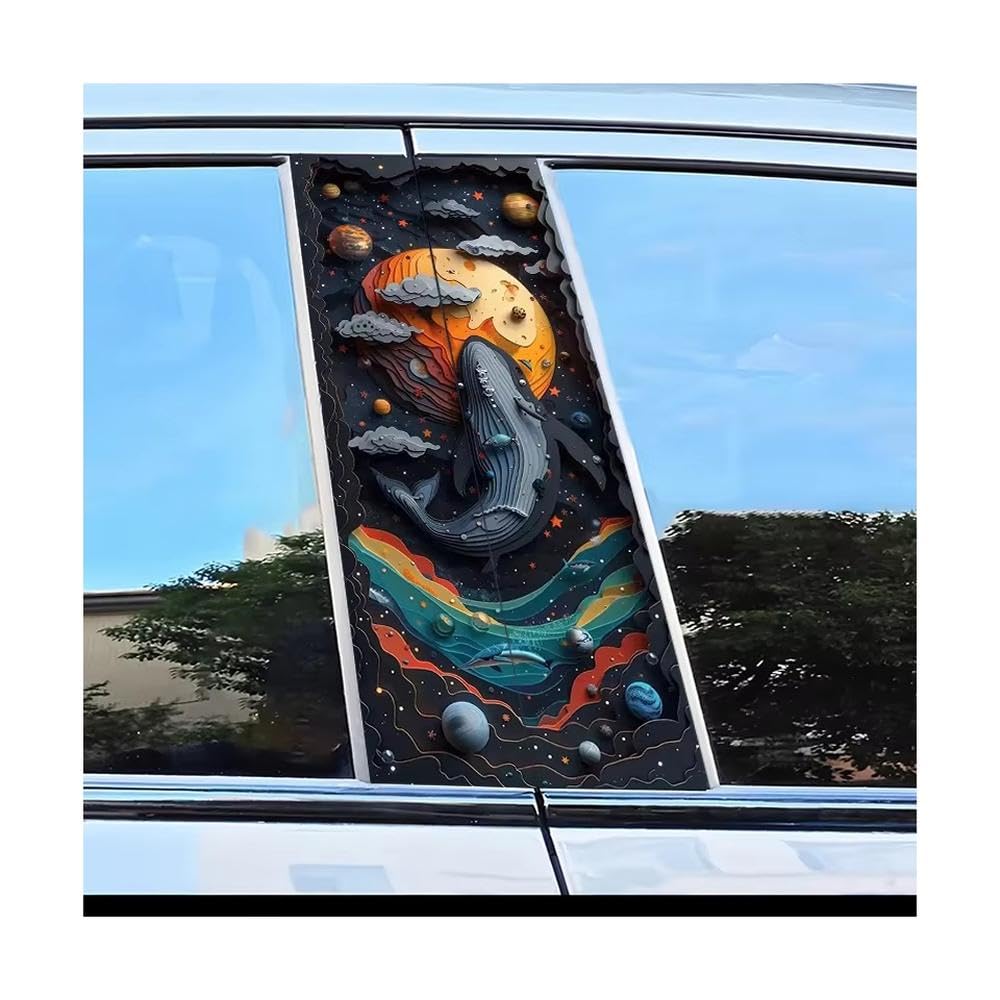 Bertdcx One Color Car Center Stickers Space Whale B-Pillar Scratch Protection Auto Parts
