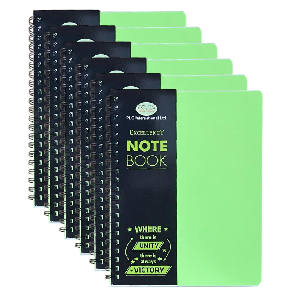 Eason Bros 6 Pack A4 Spiral Notebooks โ Geen Twin Wire Bound Writing Pads with 140 Lined Pages, 68GSM Thick Paper & Durable Poly Covers โ College Ruled Notepads for School, Office, Study & Gift Giving