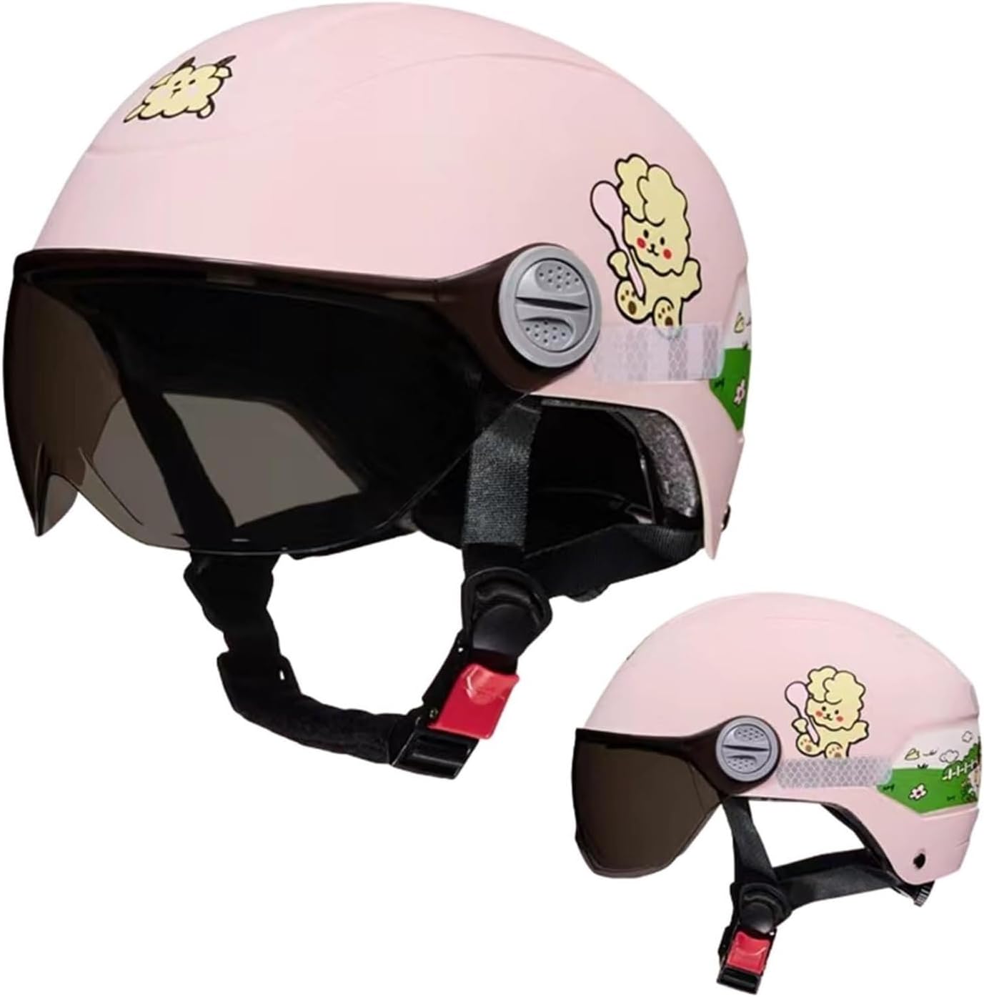Small and Light Cute Youth Kids Motorcycle Helmet, DOT Approved Boys Girls Four Seasons Street Electric Scooter Go-Kart Jet-Helmets, Child Open Face Moped Bike Sunscreen Helmet