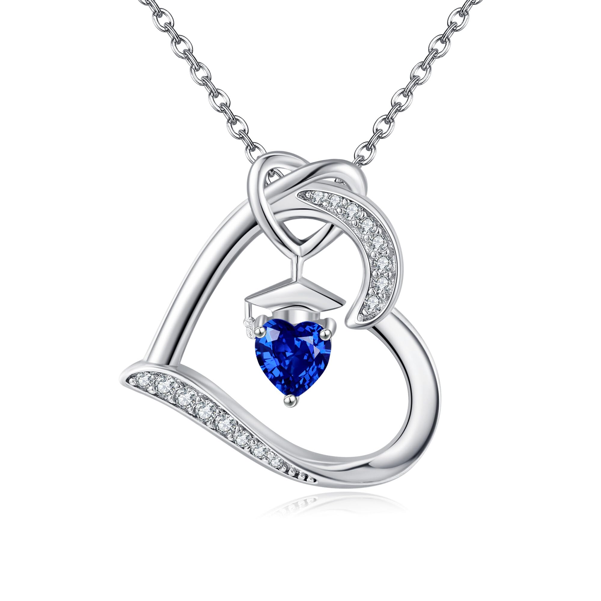 DAYLINLOVE Graduierung Halskette S925 Sterling Silber Klasse von 2025 Bachelor Cap Halsketten Klasse von 2026 Herz Anhänger College High School Graduierung Schmuck Geschenke für Frauen