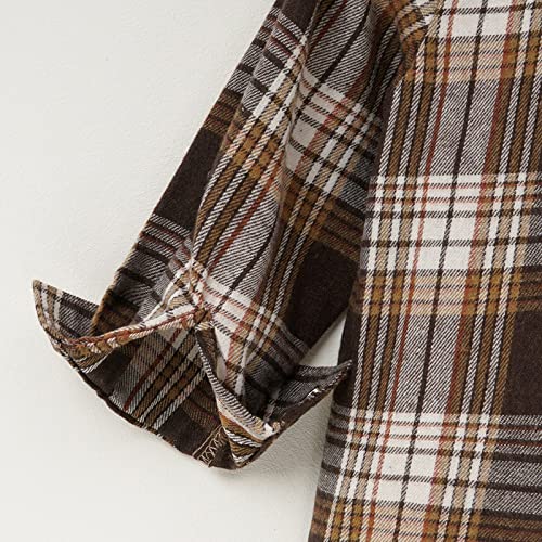 Kids Toddler Baby Boys Long Sleeve Plaid Shirt Lapel Button Down Western Shirt Classic Fall&Winter Top Outwear4