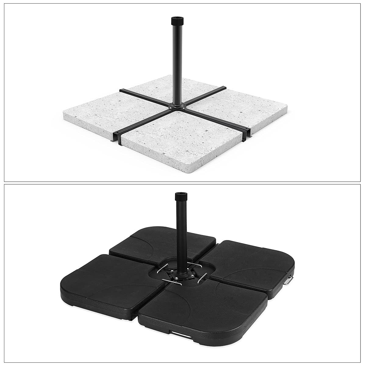 Sekey Schirmständer Platten Plattenständer für Schirmstöcke bis 38-48 mm,passend für Wegeplatten/Schirmständer（Lieferung ohne Platten）,Schwarz