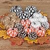 Lvydec artificial pumpkins set harvest decoration clearance 15pcs assorted size pumpkins with 50pcs maple leaves and 4 pinecones farmhouse pumpkins for thanksgiving autumn festive home decor  urban country home decor