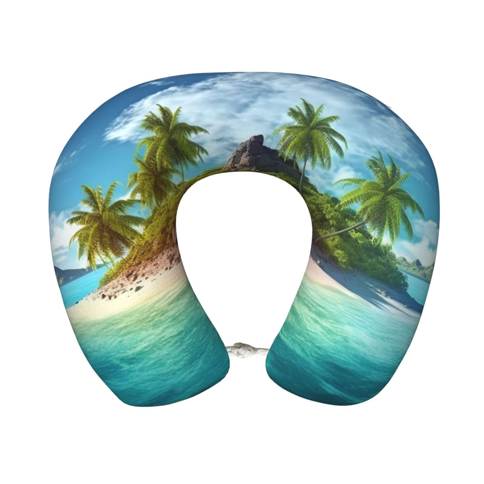 peiyeety Tropical Island Travel Pillow Memory Foam - Comfortable U Shape Neck Pillows for Sleeping, Neck and Head Support Portable Airplane Pillow Adjustable Flight Pillow, Washable Cover