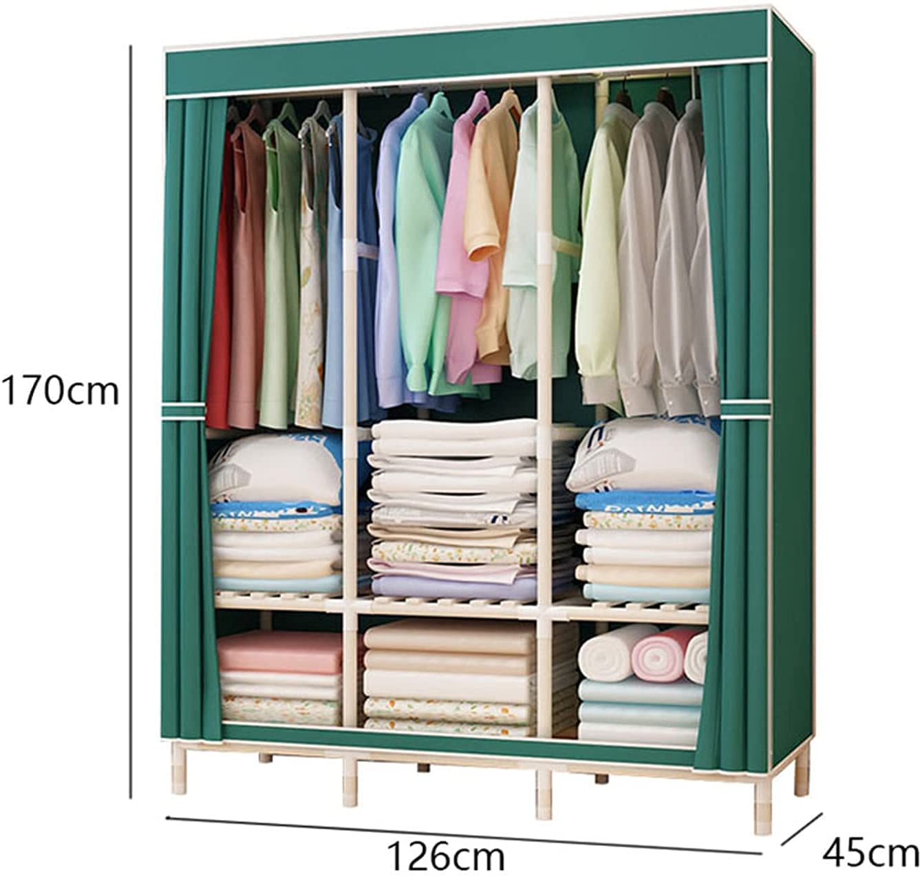 Tragbarer Kleiderschrank,Stoff-Kleiderschrank,einfacher Stoff-Kleiderschrank,offener Eck-Kleiderschrank,Montage für Zuhause,Kleiderschrank,Aufbewahrung,Trennwand,Aufbewahrungsschrank,D,126 x