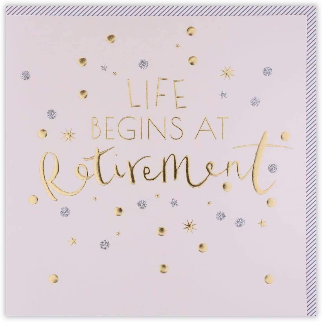 Clintons: Retirement Gold Text On Pearlescent Background, Congratulations Card, Congrats On Retirement Card 159x159mm, Pearl Background with Gold Text, 1164729