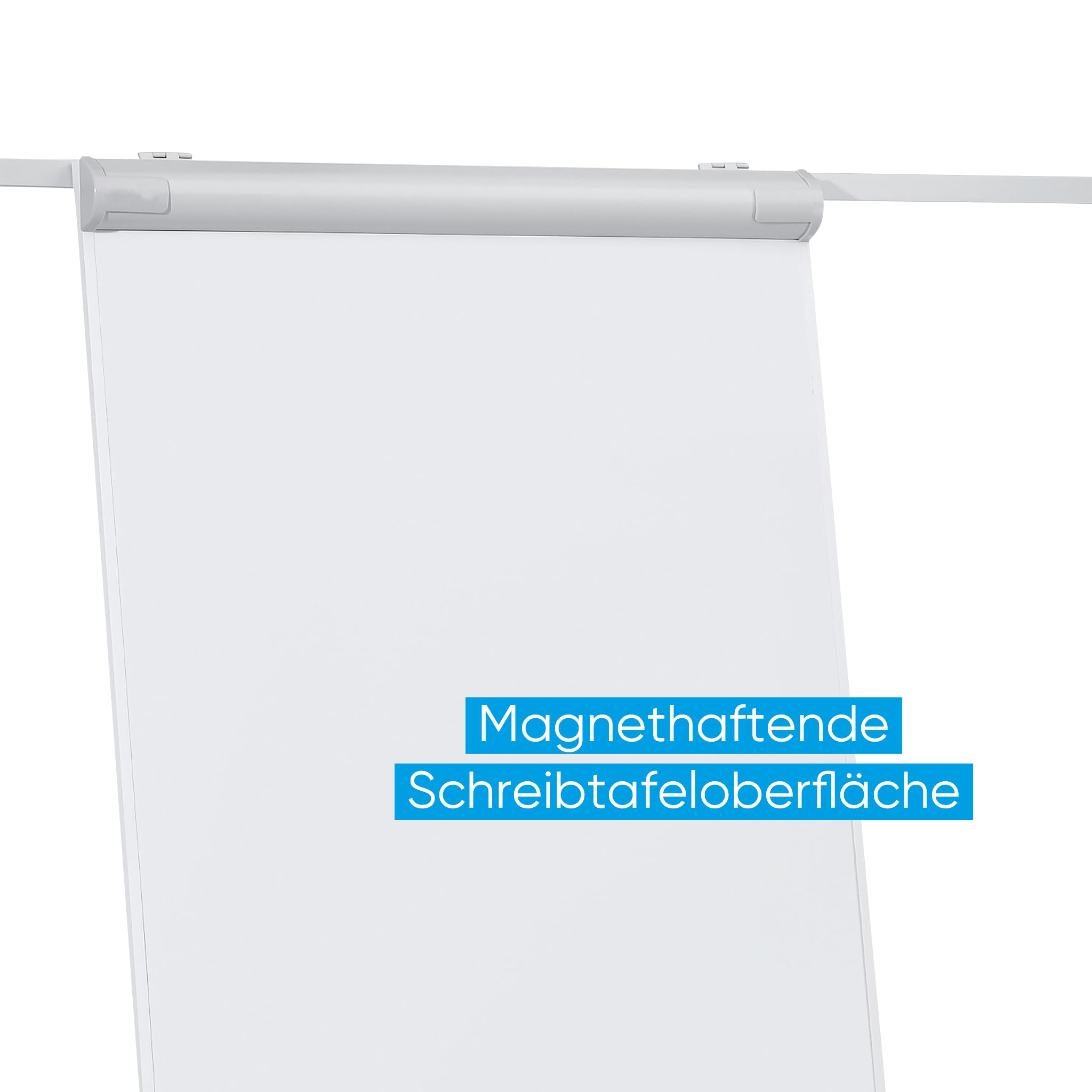 FRANKEN Lavagna a fogli mobili, scrivibile, magnetica, con 2 bracci laterali, treppiede, 68 x 105 cm, altezza regolabile, con porta carta e portapenne, ECO Standard, F2100/N