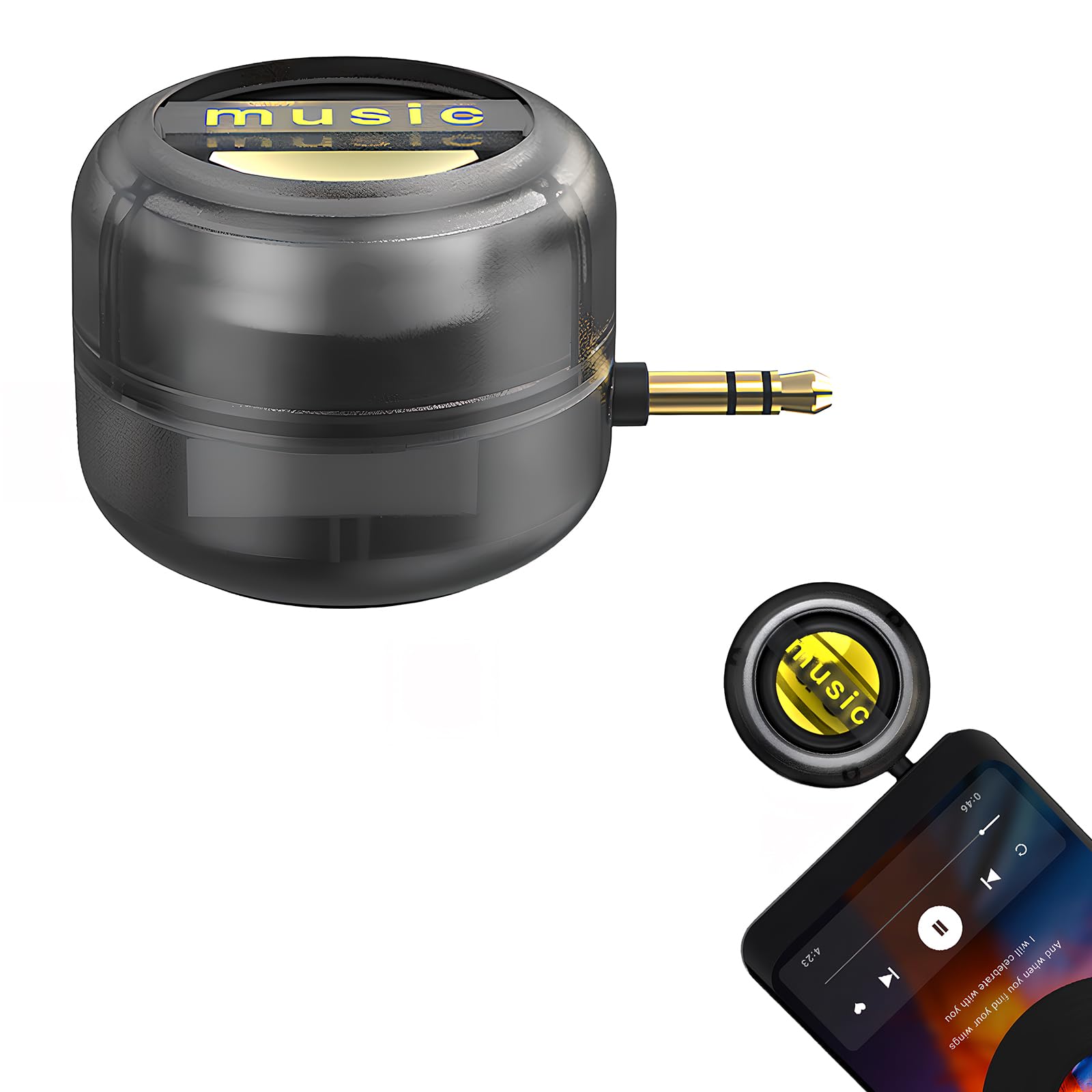 Mini Altoparlante Portatile Universale, 3,5 mm Plug-in Altoparlante del Telefono Cellulare, Casse Portatili Line-In Audio HD Senza Perdite Connetti Istantaneo Trasparente Nero