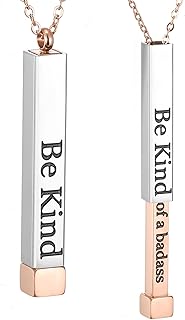 SKQIR Be Kind of a Badass Necklaces for Women with Hidden Message To Best Friends Sisters Funny Inspirational Gifts Vertical Bar Pendant Necklaces Jewelry Gag Gifts for Women