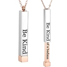 Be Kind of a Badass Necklaces for Women with Hidden Message To Best Friends Sisters Funny Inspirational Gifts Vertical Bar Pendant Necklaces Jewelry Gag Gifts for Women