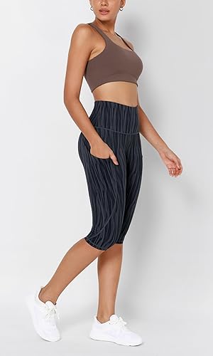 Miniatura 609 de ODODOS - Leggings tipo capri de mujer, no se traslucen y modelan el abdomen, con cintura alta y bolsillos; para hacer yoga, atletismo, ejercicio