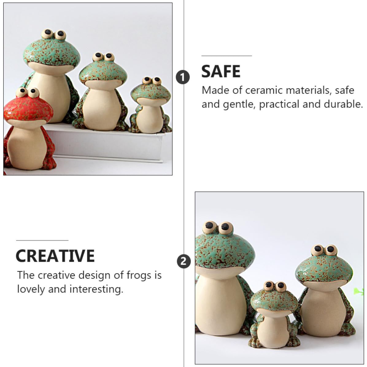 Yardenfun 1juego Figuras Decorativas de Cerámica Forma de Ranas Verdes para Escritorio Adorno Creativo para Hogar y Oficina Estatua de Cerámica Suave y Vistosa