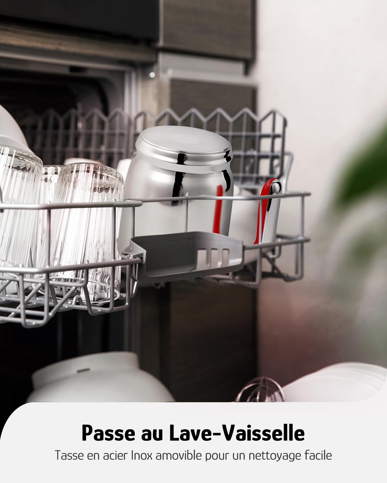 Hazel Quinn Mousseur à Lait Électrique en Acier Inoxydable, Multifonctionnel 5 en 1, Chauffe Lait Électrique, Machine à Chocolat Chaud, Contrôle Tactile LED, pour le Cappuccino, 400 ML, Rouge Rubis