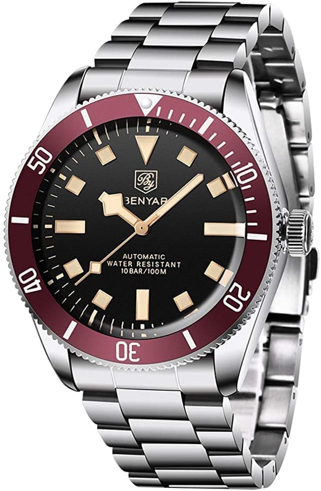 BENYAR Fashion Mens 100M Deep Waterproof Luminous Automatic Stainless Steel Sports Analog Wristwatches (Red) (B09Q3K5W7Z) Amazon Price History, Amazon Price Tracker